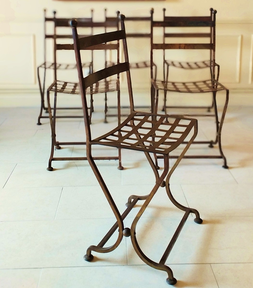 Set Of Six Wrought Iron Chairs