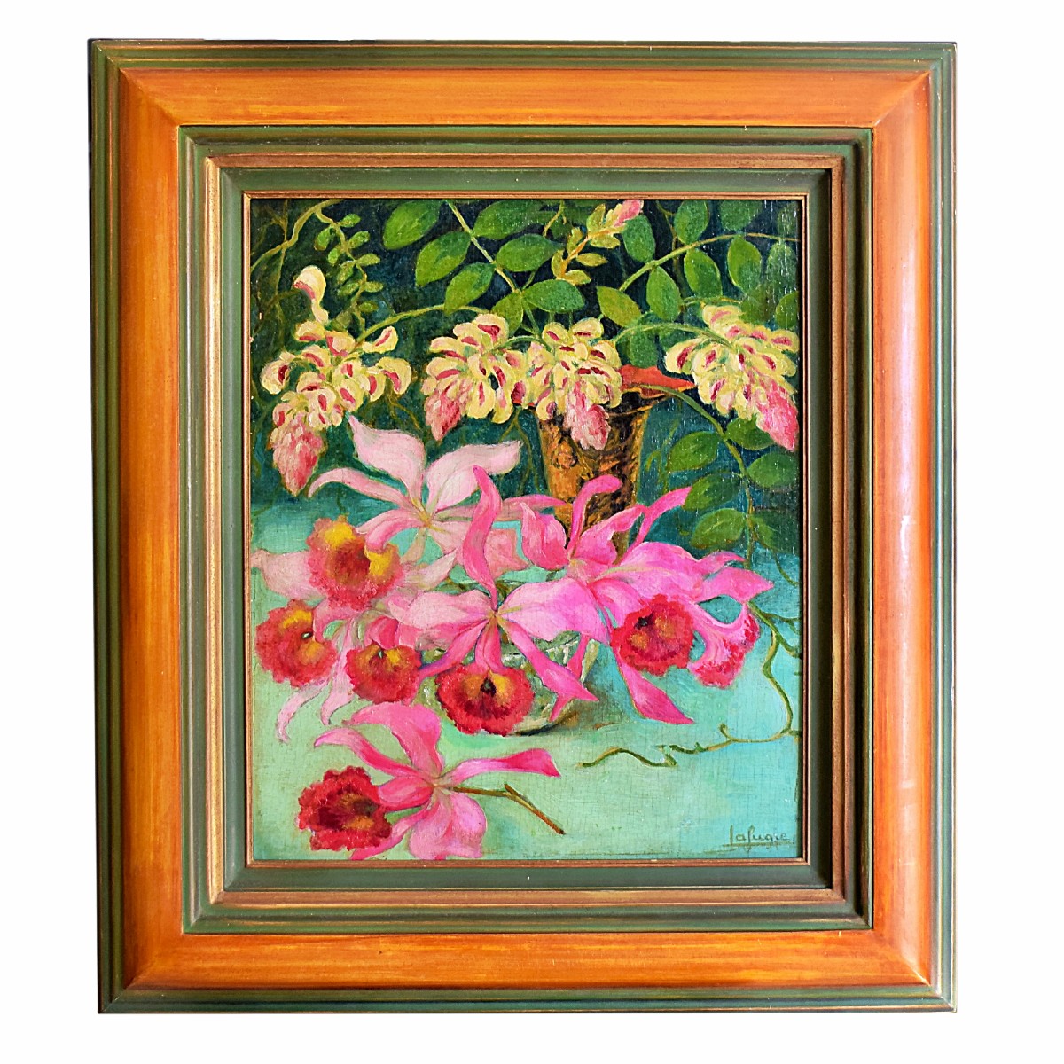 Bangkok Orchids Léa Lafugie Traveling Artist From The Early 20th Century Oil On Panel 