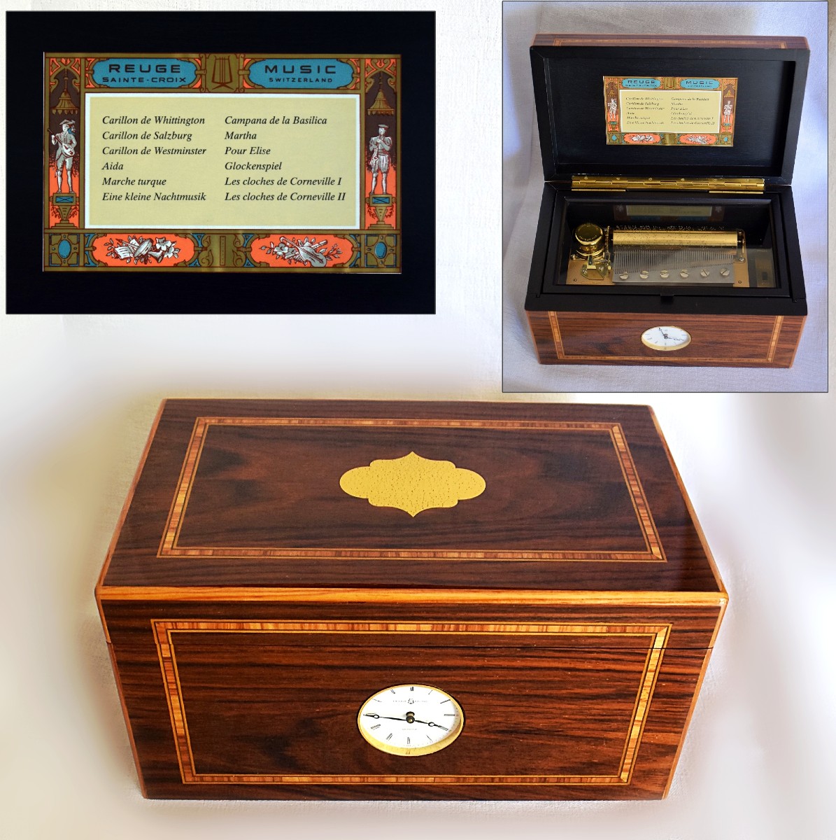 Proantic: Reuge Sainte-croix Switzerland Music Box Clock