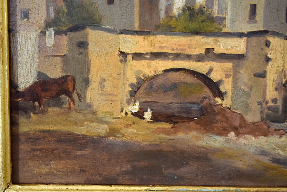 Emile Dardoize View Of A Village And Its River, 19th Century-photo-1