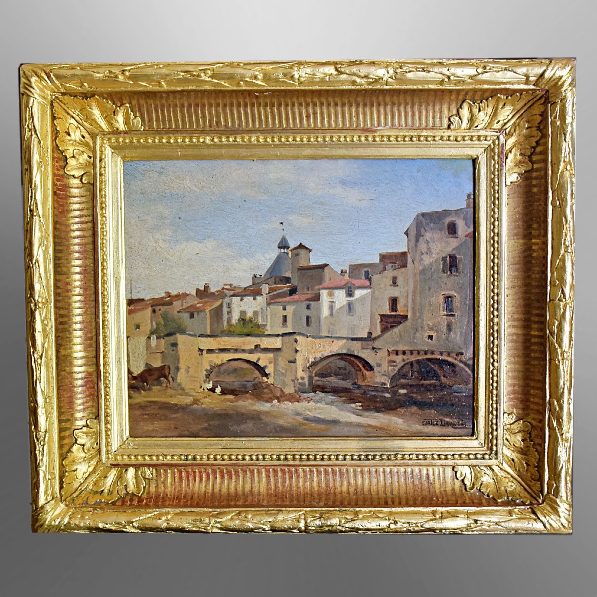 Emile Dardoize View Of A Village And Its River, 19th Century