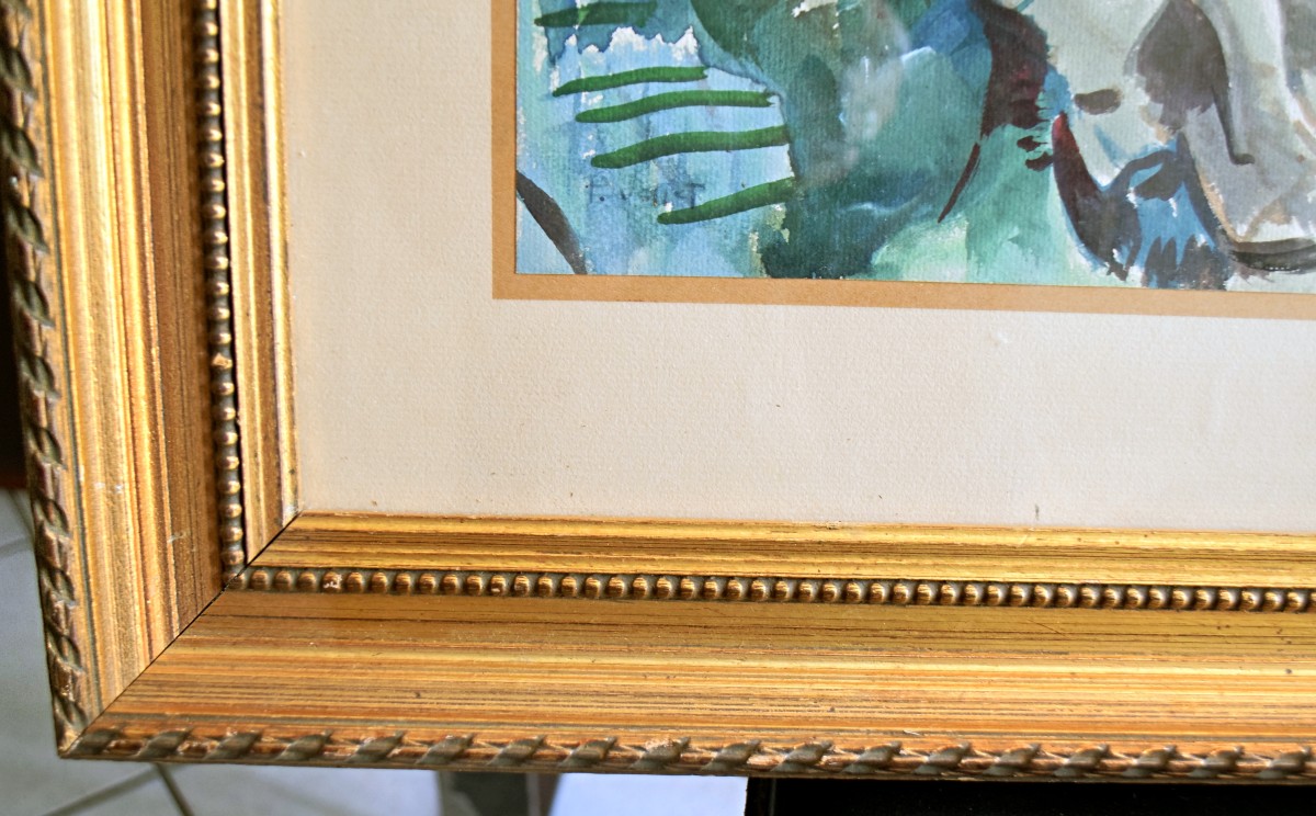 Reclining Nude Watercolor By Pierre Vallet -photo-2