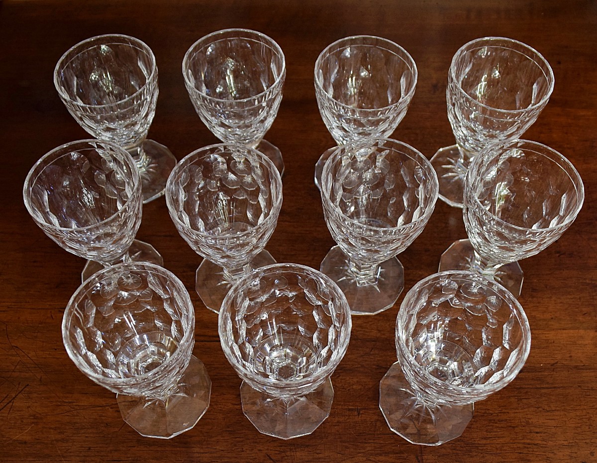 Verres à vin en cristal taillé Orrefors Suède Circa 1960-photo-2