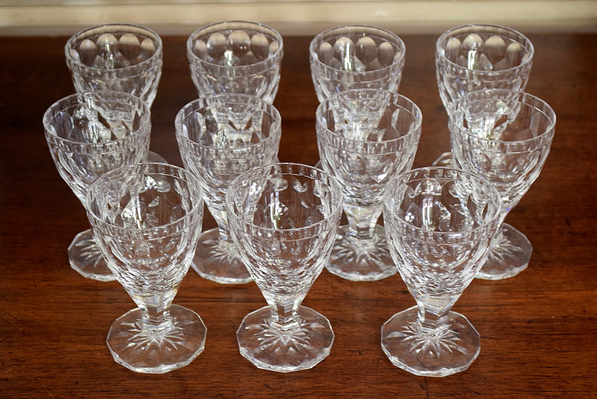 Verres à vin en cristal taillé Orrefors Suède Circa 1960-photo-6