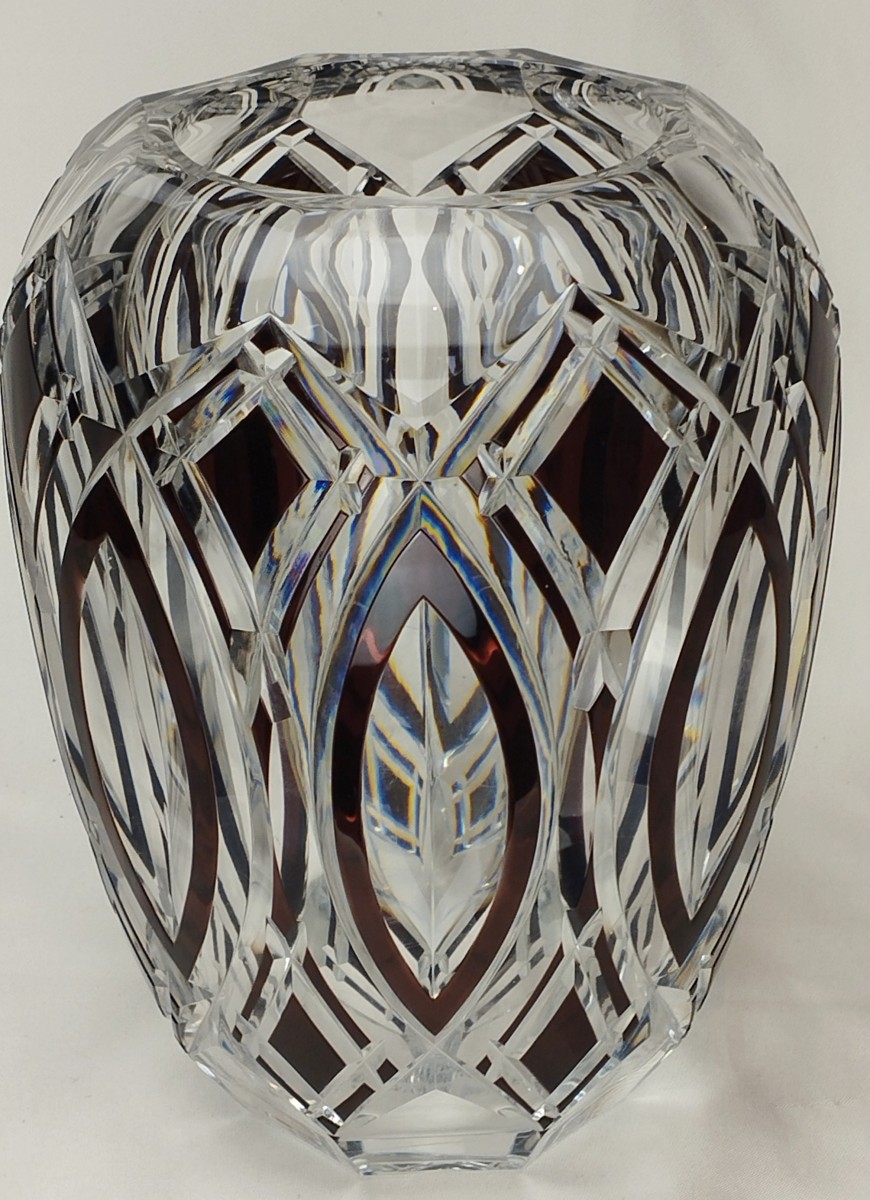 Vase Art déco en cristal taillé Val Saint Lambert Ht 25 cm-photo-7
