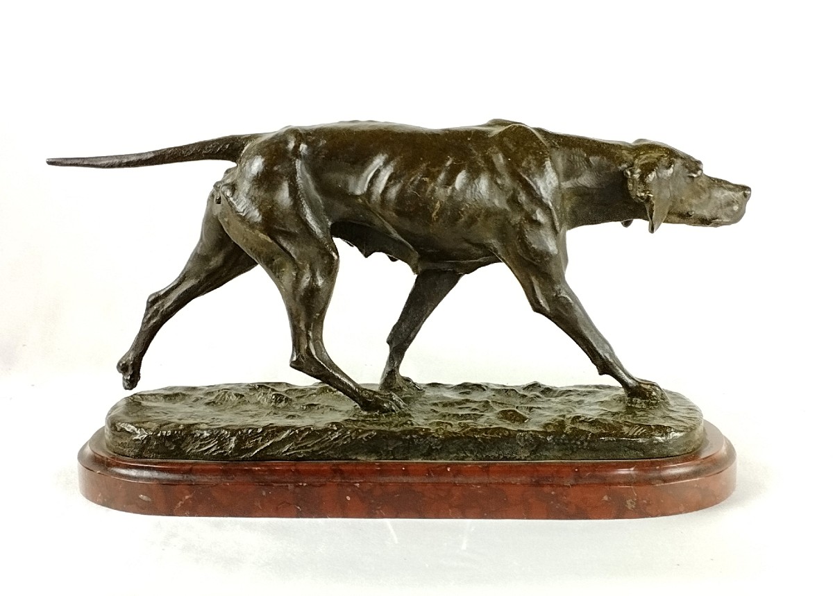 Chien d'arrêt Bronze par Eugène de Gaspary fin XIXème-photo-1