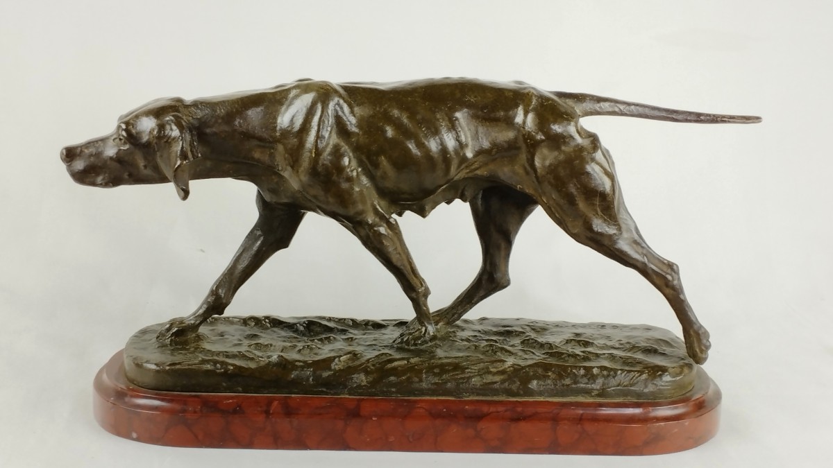 Chien d'arrêt Bronze par Eugène de Gaspary fin XIXème-photo-3