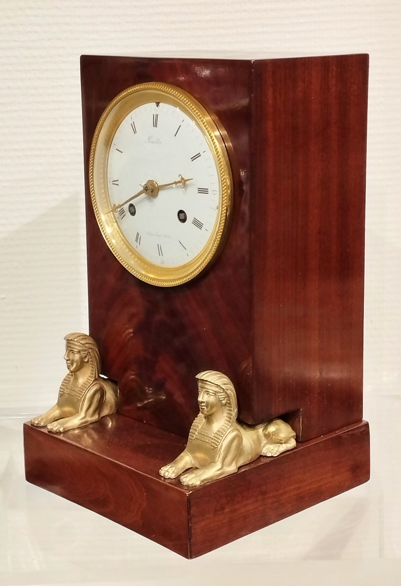 Kinable horloger Palais royal Pendule Empire aux sphinx en acajou D&eacute;but XIX&egrave;-photo-4