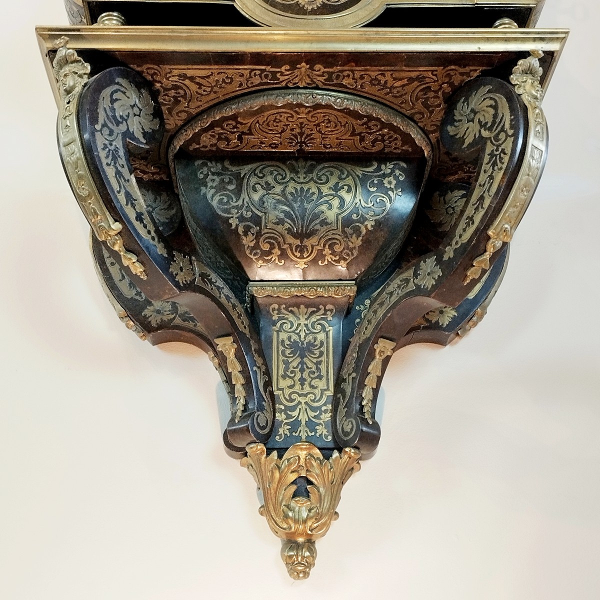 Religious Clock And Its Louis XIV Style Marquetry Lamp Base-photo-3