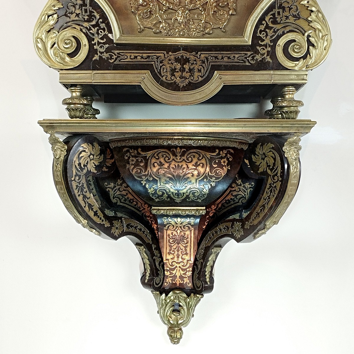 Religious Clock And Its Louis XIV Style Marquetry Lamp Base-photo-1