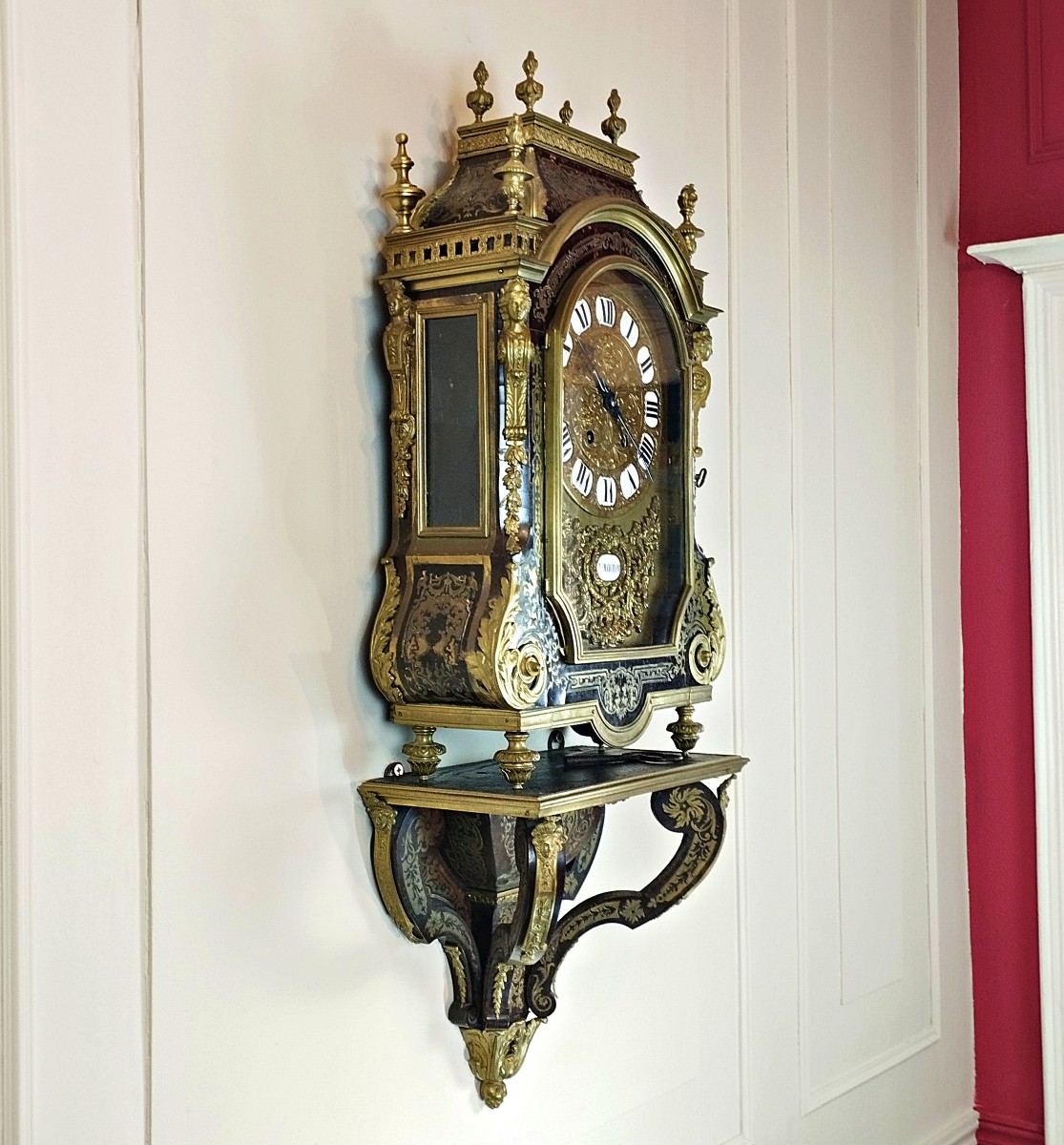 Religious Clock And Its Louis XIV Style Marquetry Lamp Base-photo-2