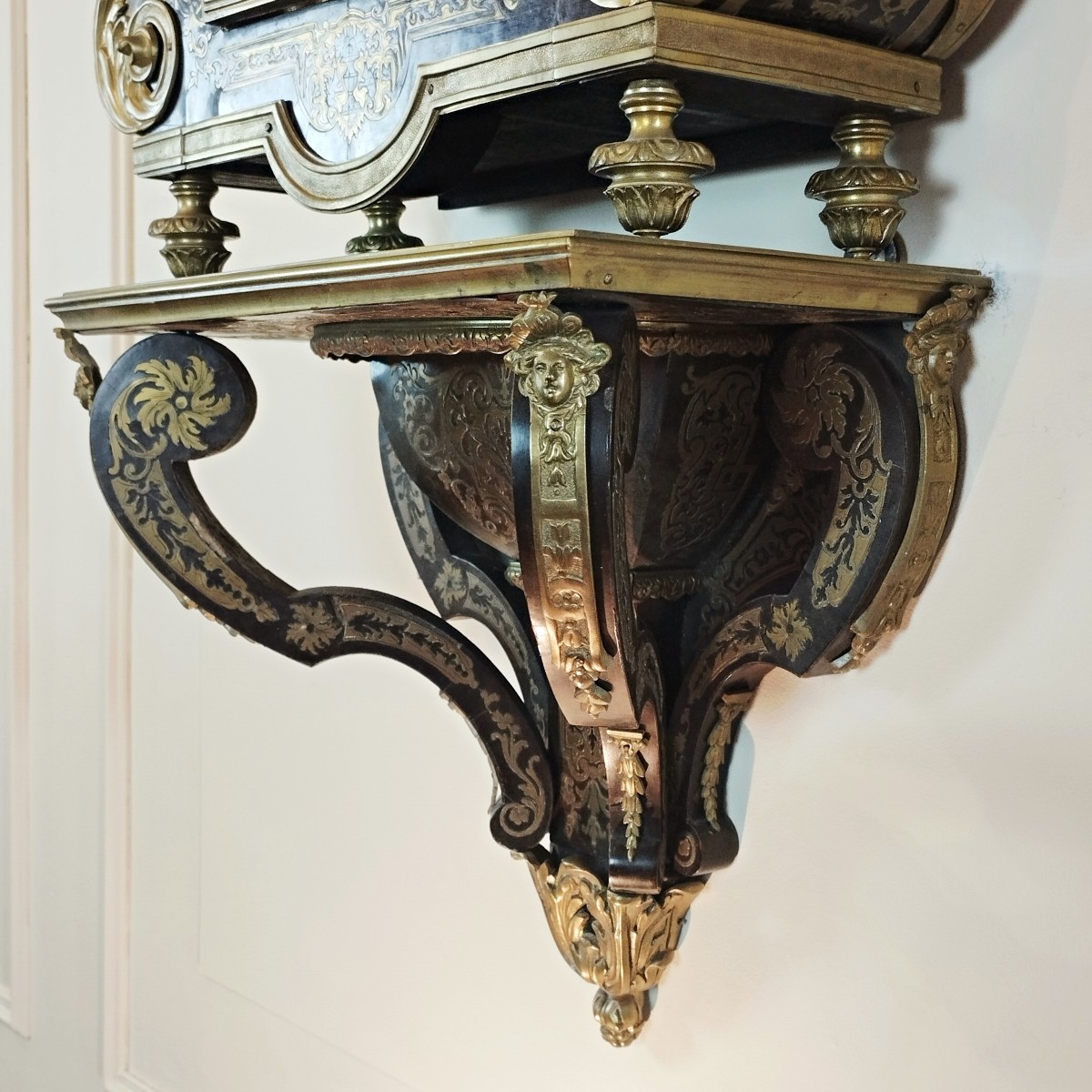 Religious Clock And Its Louis XIV Style Marquetry Lamp Base-photo-3