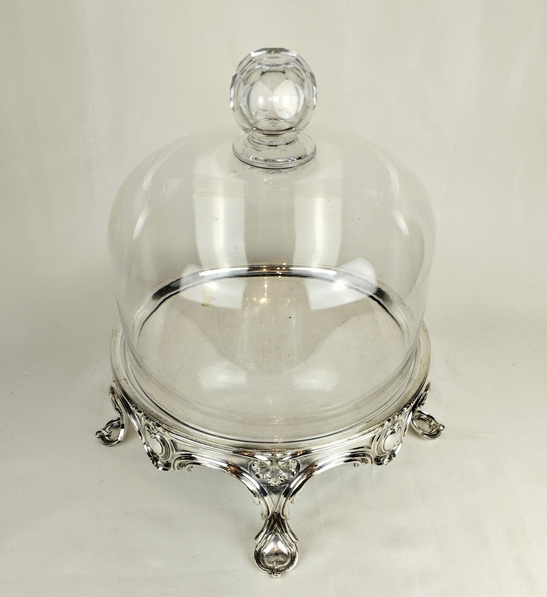 Charles Christofle Table Warmer With Bell, Silver-plated Metal And Crystal, 19th Century-photo-3