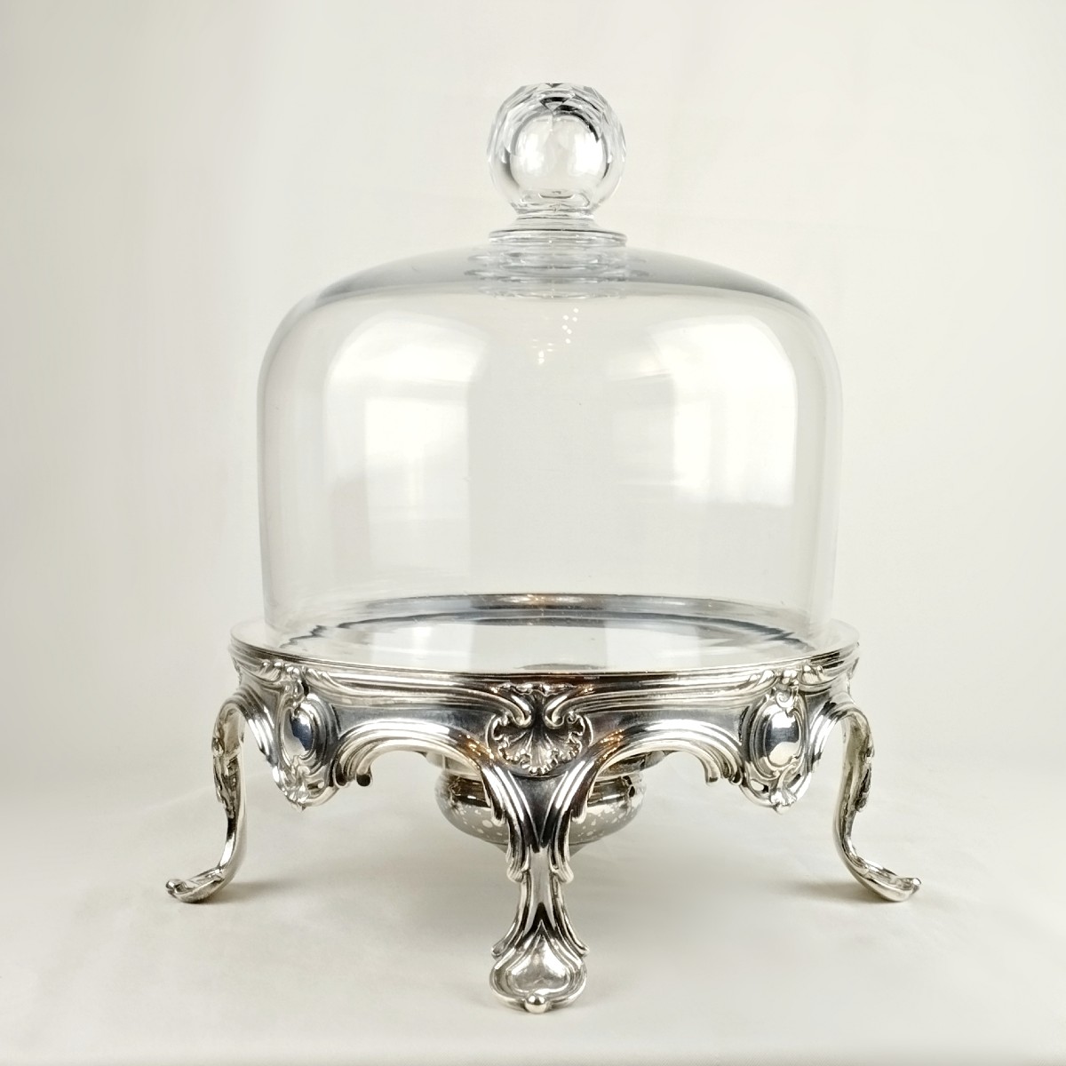Charles Christofle Table Warmer With Bell, Silver-plated Metal And Crystal, 19th Century