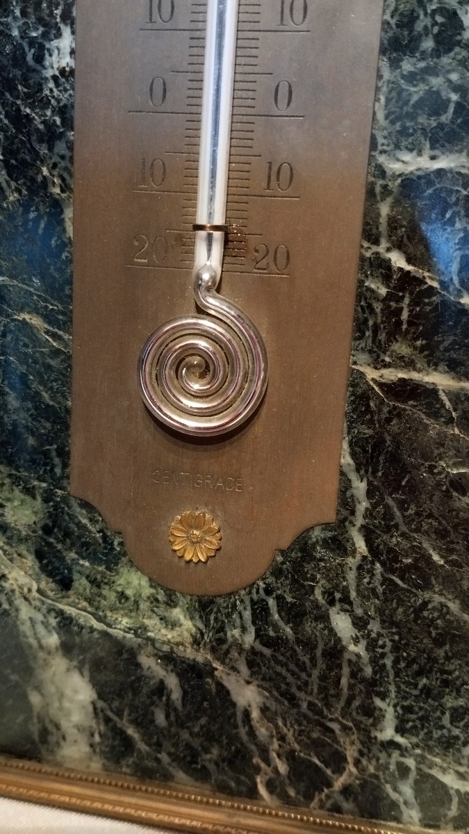 19th Century Thermometer On Marble And Bronze-photo-1