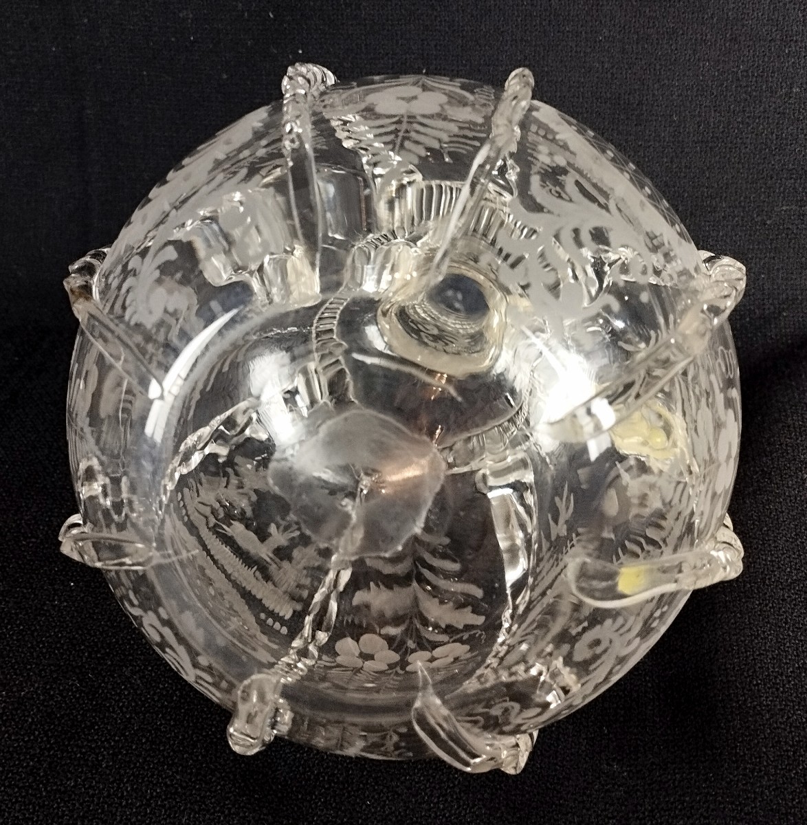 Carafe Boule hollandaise XVIIIè Décor gravé cerfs et oiseaux-photo-4