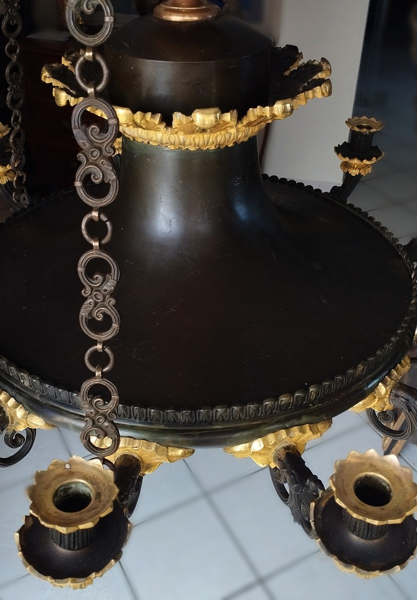 Important Antique-style Bronze Chandelier From The Restoration Period With Twelve Lights-photo-7