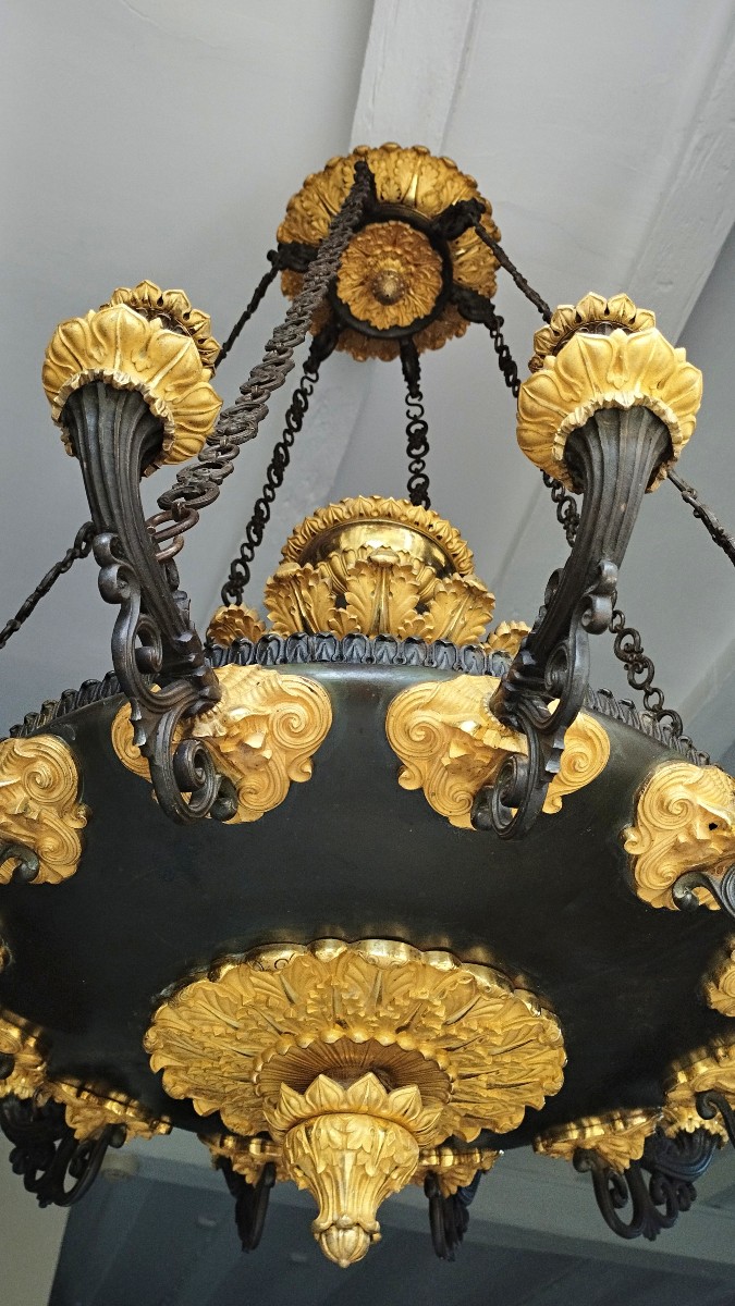 Important Antique-style Bronze Chandelier From The Restoration Period With Twelve Lights-photo-8