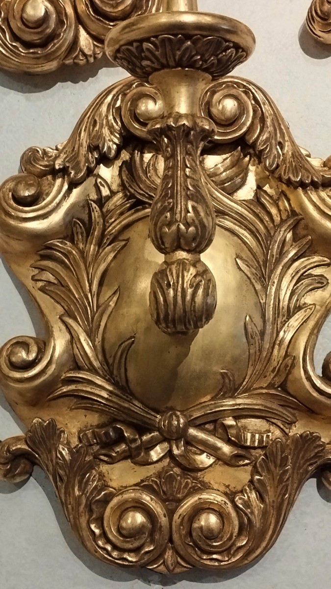 Set Of 4 Regency-style Wall Sconces For Candle Holders-photo-2