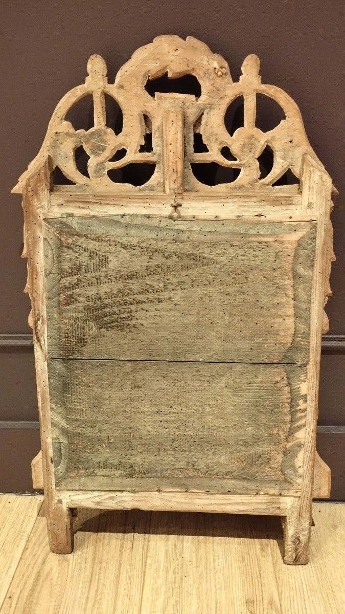 Petit miroir de style Louis XVI en bois doré Allégorie de l'amour Début XXème -photo-3