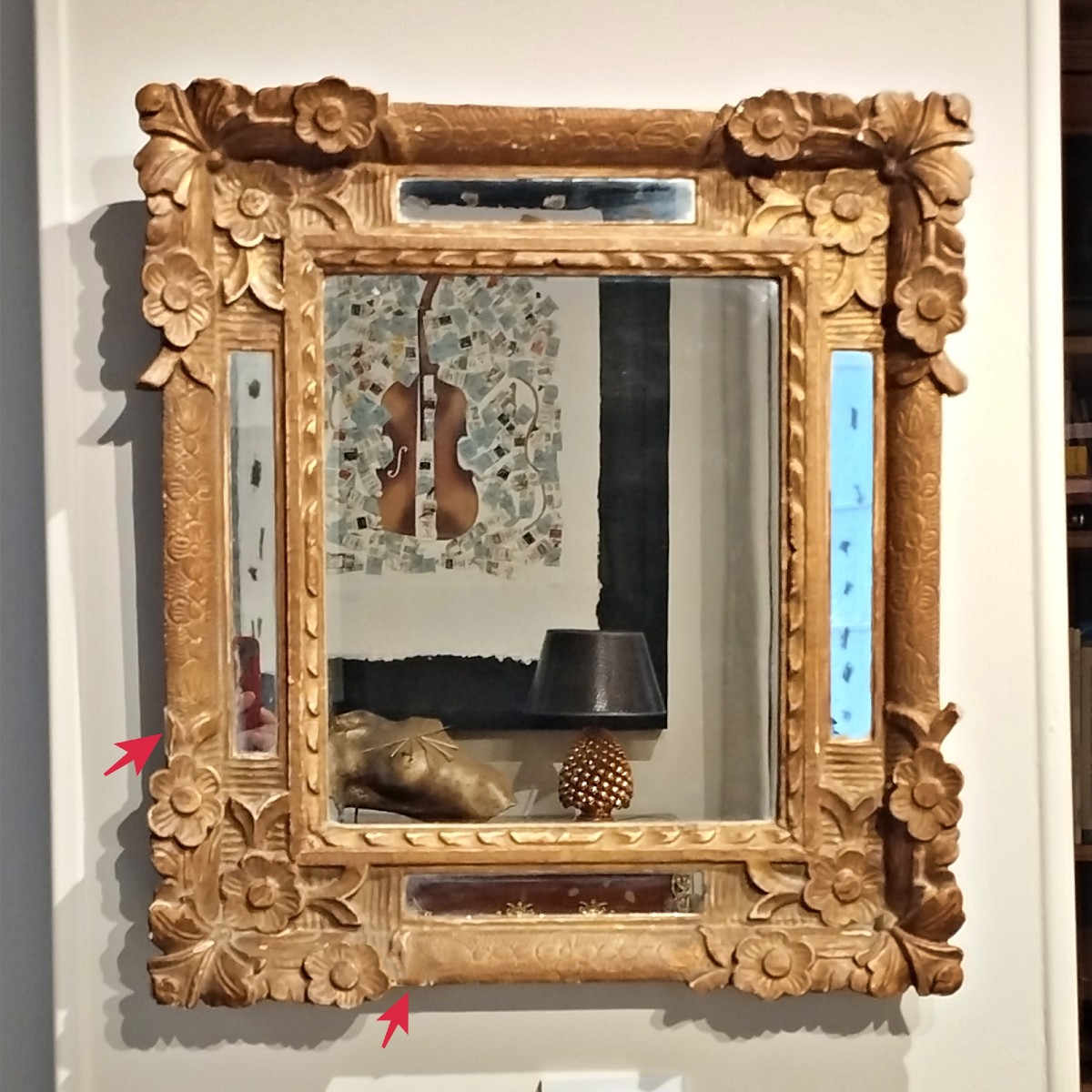 Miroir de style Régence à parcloses à décor floral-photo-4