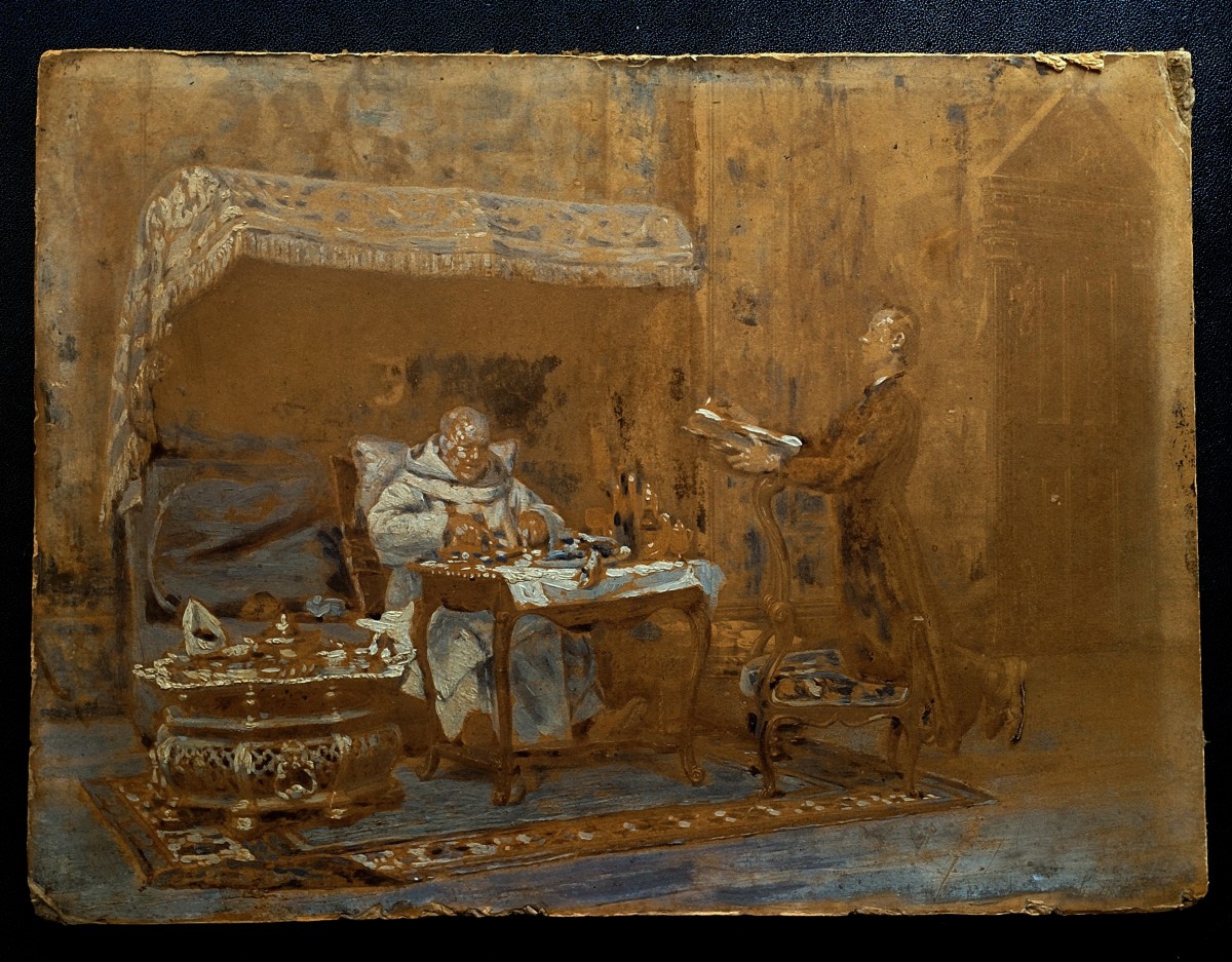 Lavis d'encre par Gustave Greux «Abstinence» -photo-4