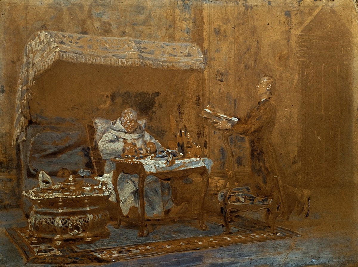 Lavis d'encre par Gustave Greux «Abstinence» -photo-1