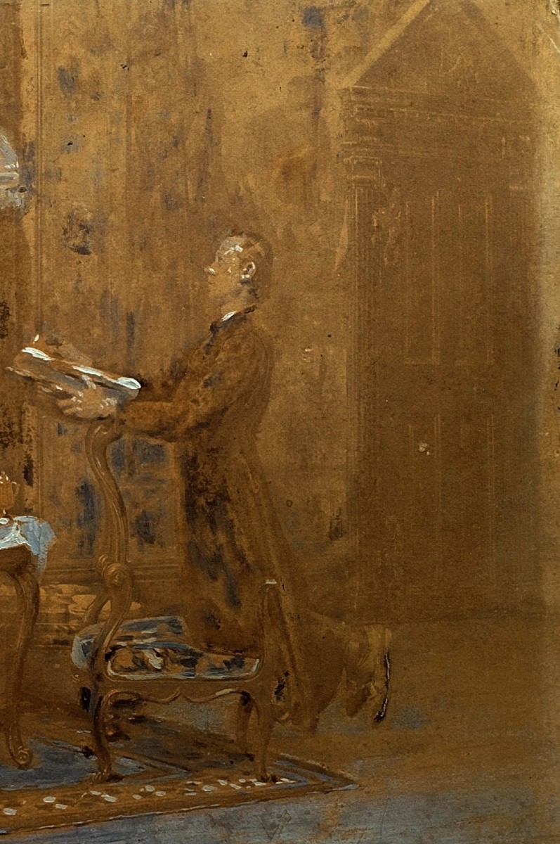 Lavis d'encre par Gustave Greux «Abstinence» -photo-3