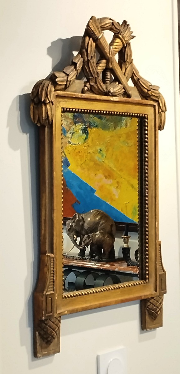 Louis XVI Style Mirror, Allegory Of Love, 19th Century-photo-2