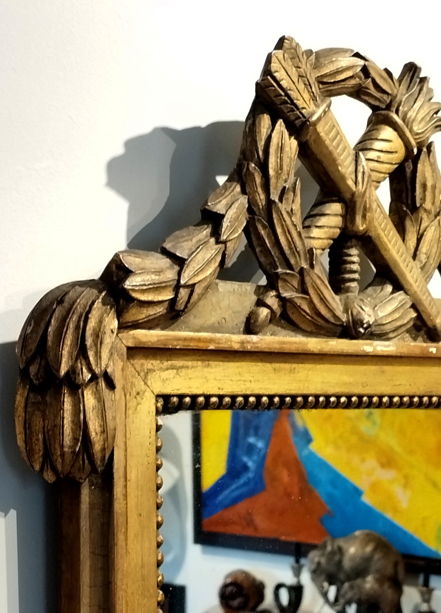 Louis XVI Style Mirror, Allegory Of Love, 19th Century-photo-4