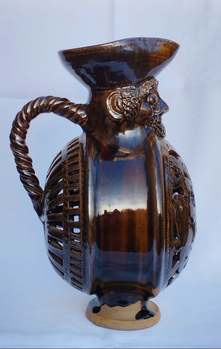 Anthropomorphic Stoneware Pitcher From Puisaye By J.claude Seguin-photo-1