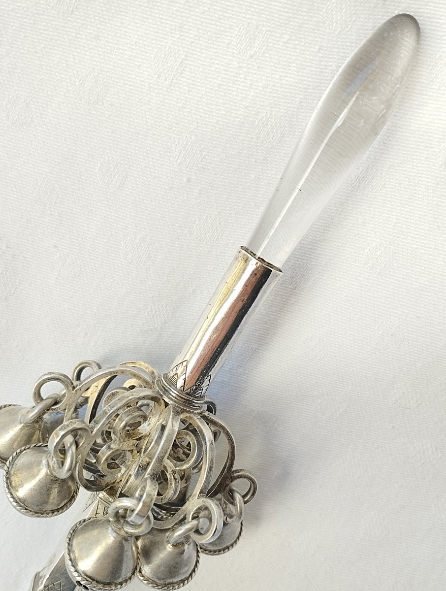 Whistling Rattle With Eight Bells In Silver And Rock Crystal-photo-3