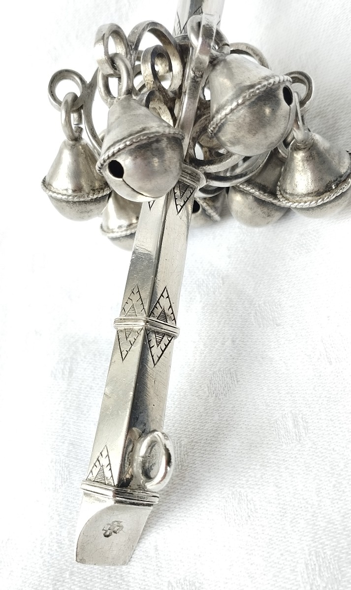 Whistling Rattle With Eight Bells In Silver And Rock Crystal-photo-3