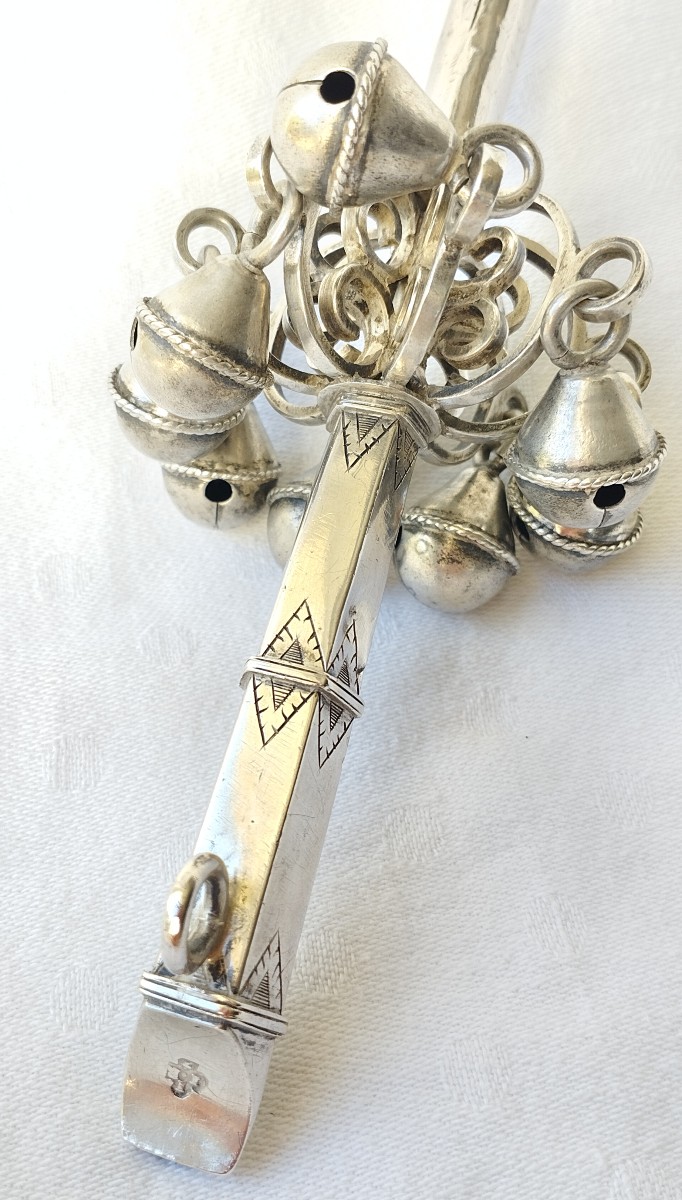 Whistling Rattle With Eight Bells In Silver And Rock Crystal-photo-5