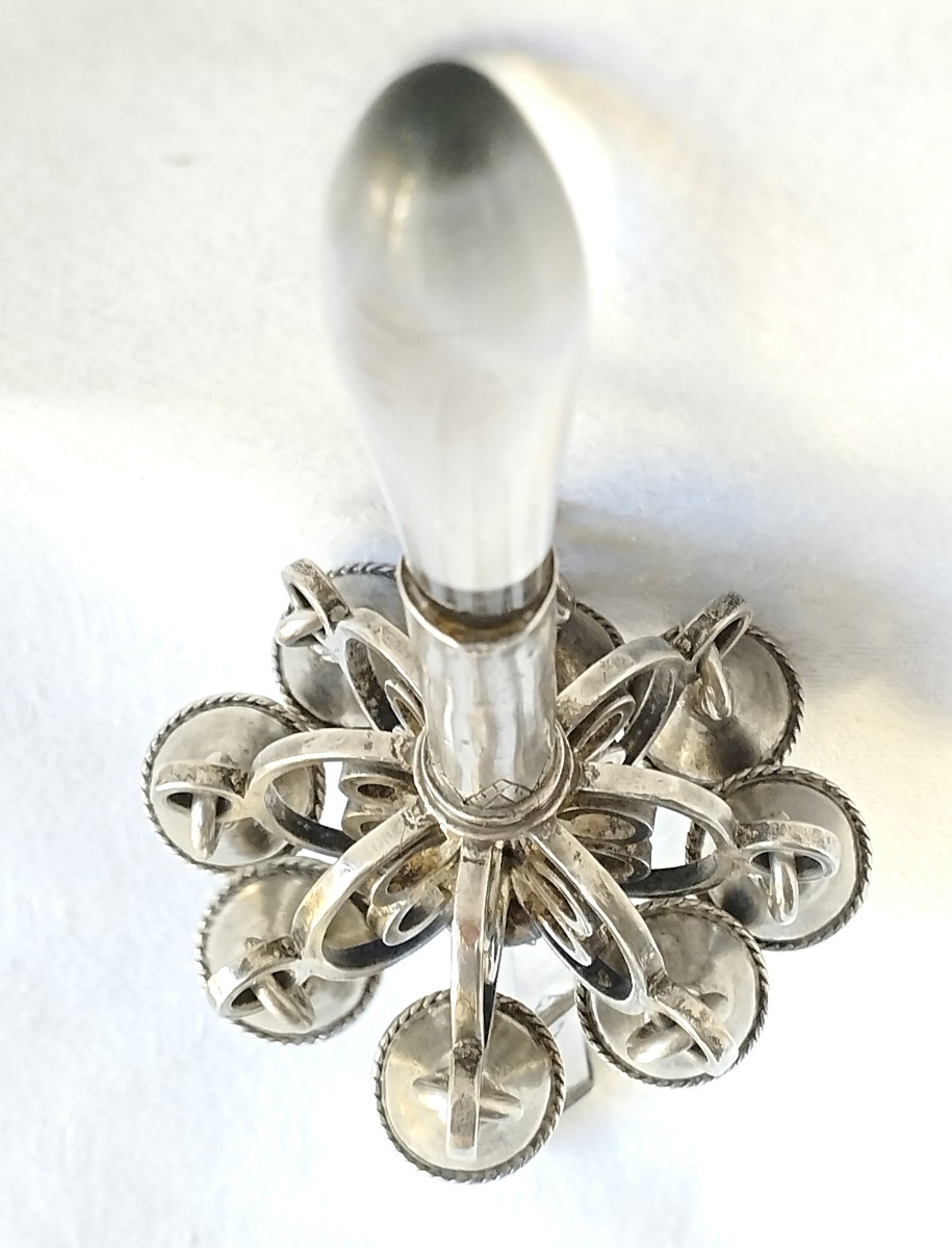Whistling Rattle With Eight Bells In Silver And Rock Crystal-photo-7