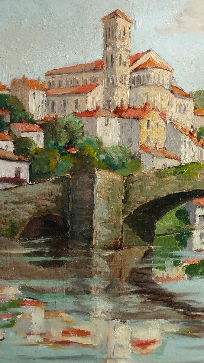 Clisson, son château et le pont de la Vallée signé M.Boré daté 1945-photo-5