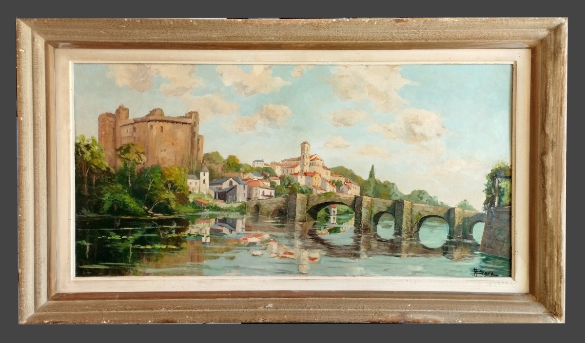 Clisson, son château et le pont de la Vallée signé M.Boré daté 1945-photo-8