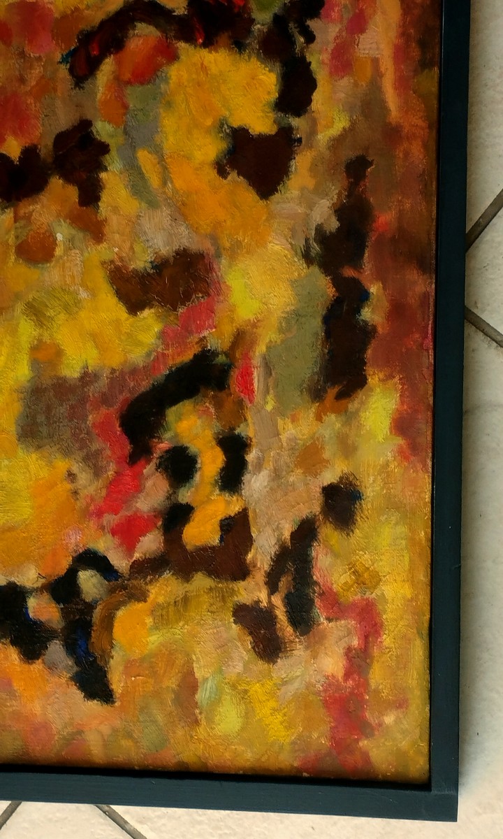 Lyrical Abstraction, Tachism, Oil On Canvas-photo-4