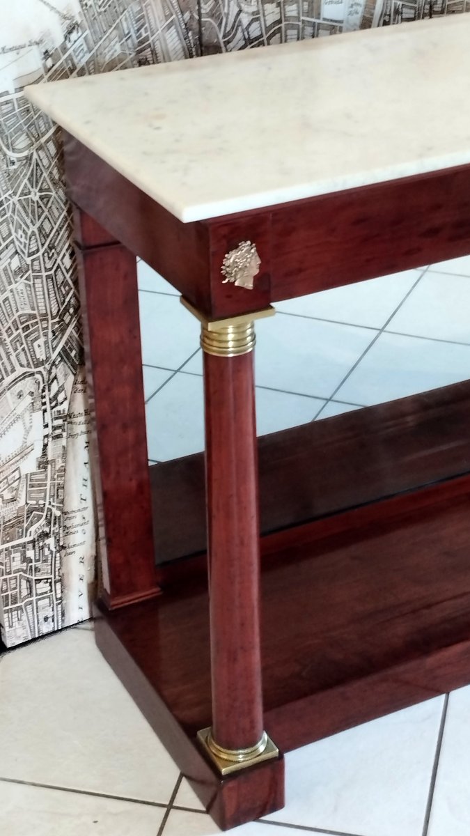 Grande console Empire en acajou et bronze doré-photo-3