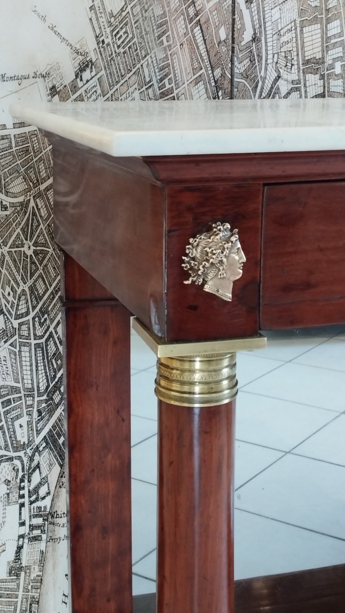 Grande console Empire en acajou et bronze doré-photo-4
