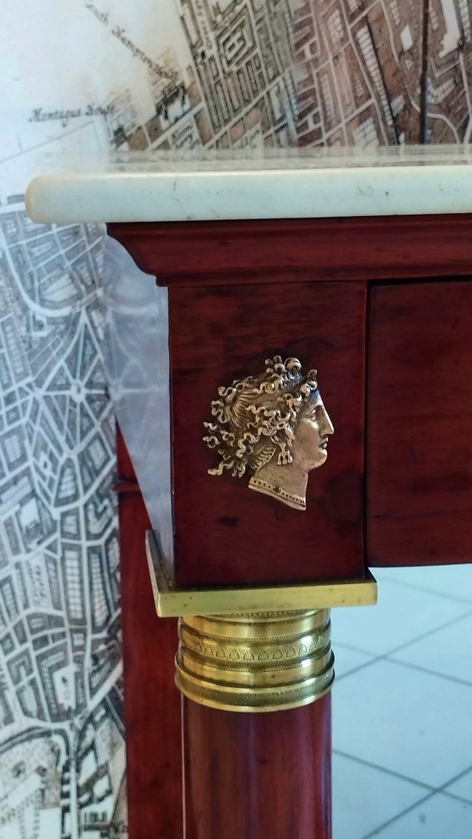 Grande console Empire en acajou et bronze doré-photo-1