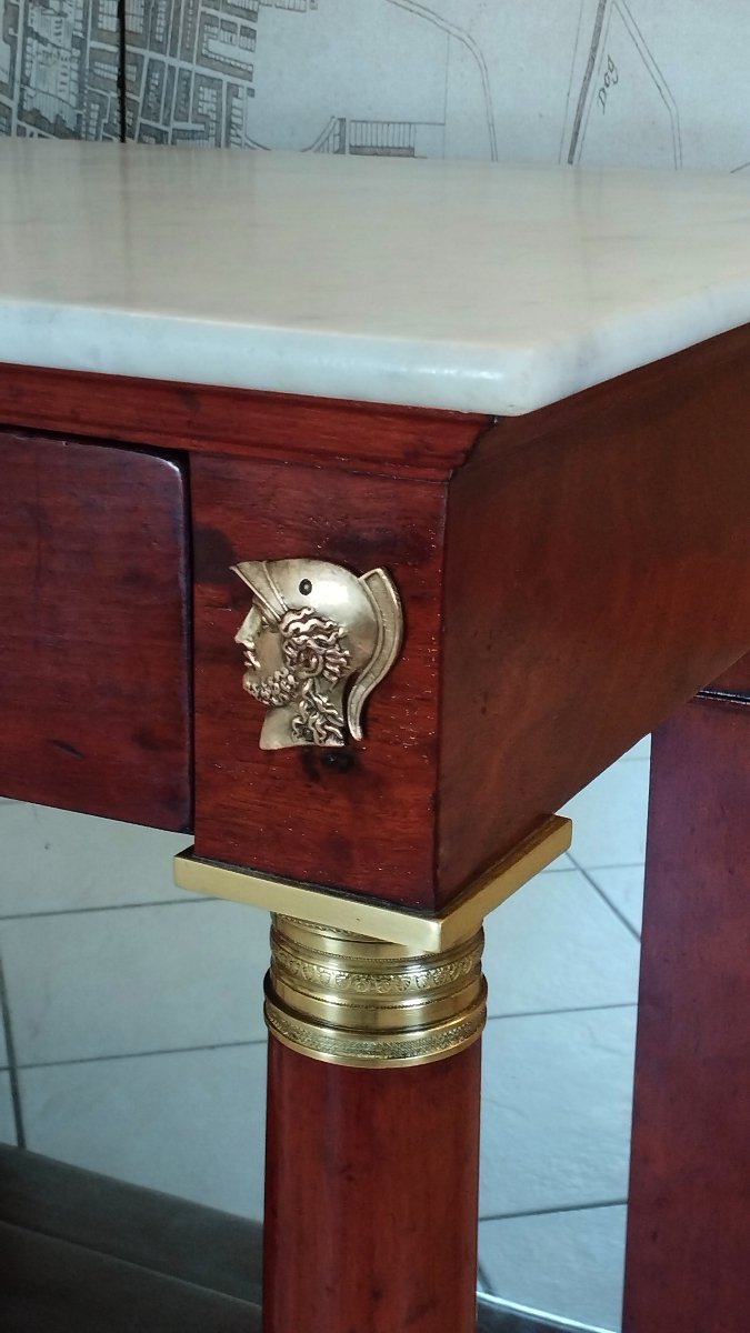 Grande console Empire en acajou et bronze doré-photo-2