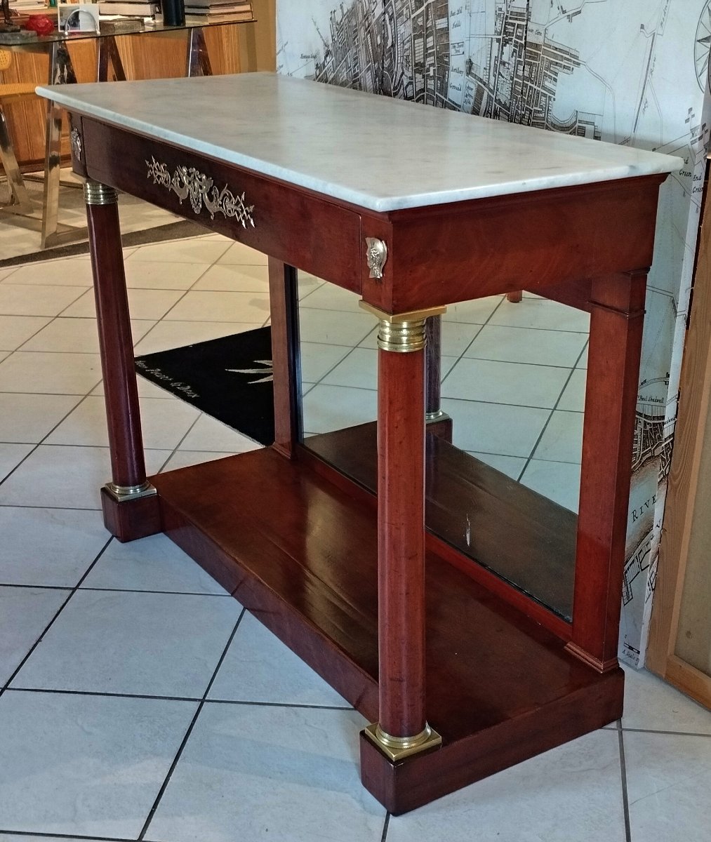 Grande console Empire en acajou et bronze doré-photo-7