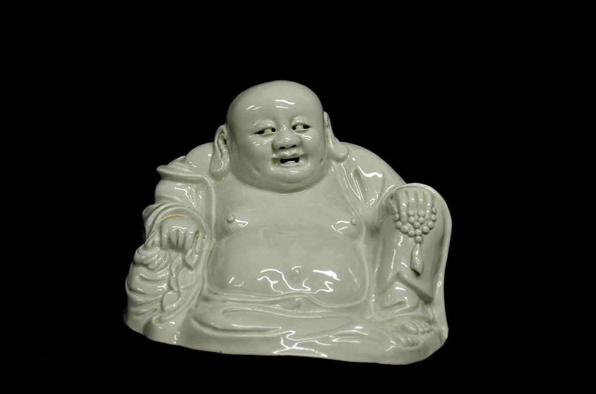 Budai Statuette Porcelain XIXth Laughing Buddha-photo-2