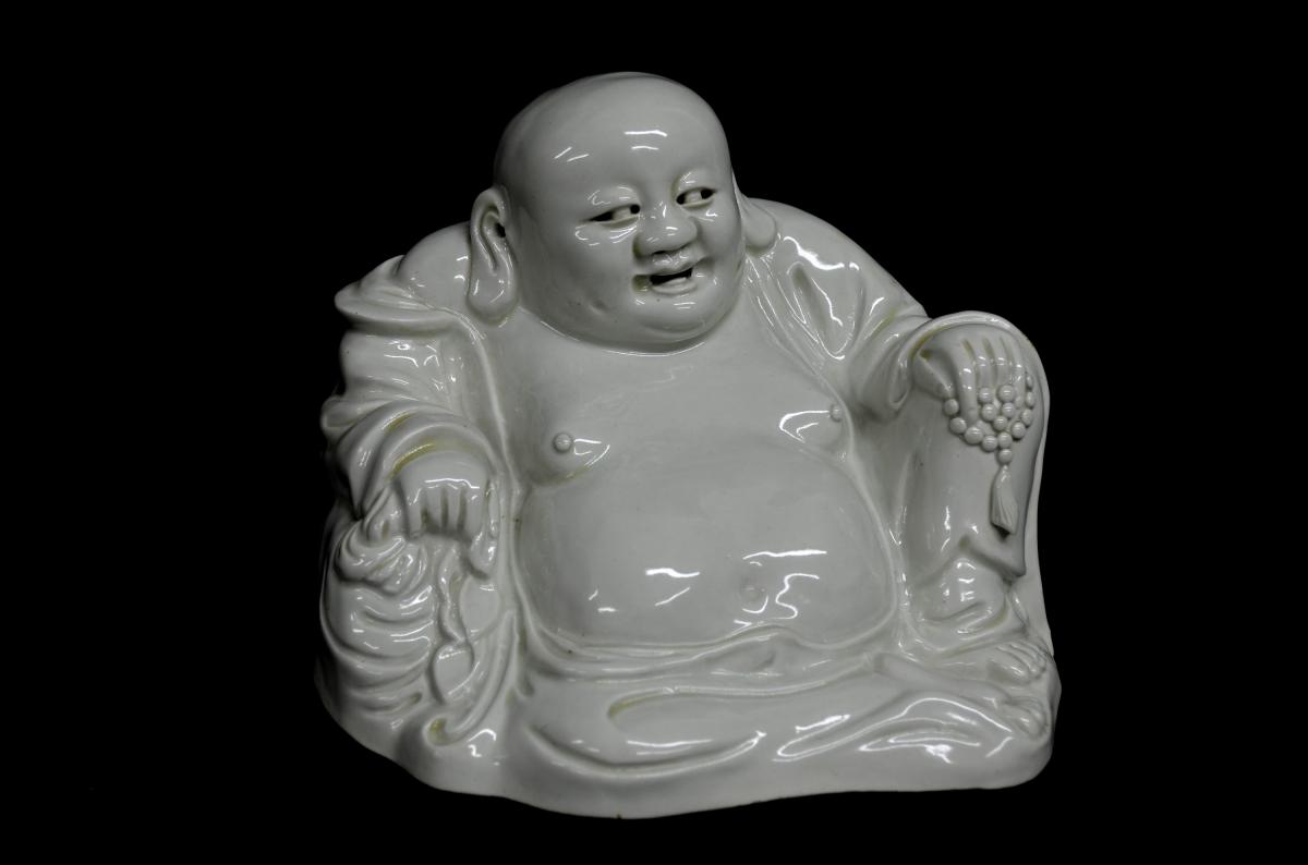 Budai Statuette Porcelain XIXth Laughing Buddha-photo-6