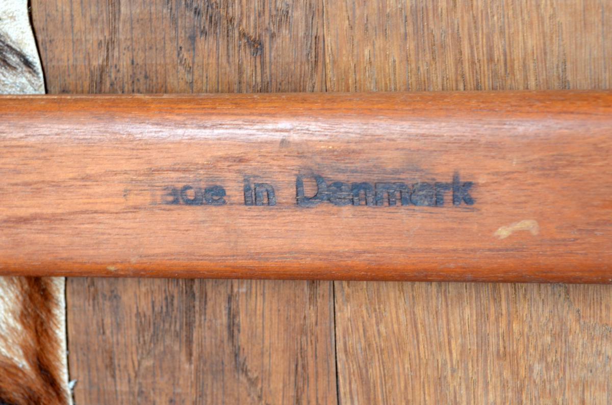 Banc Scandinave Danois Teck et peau de vache -photo-6