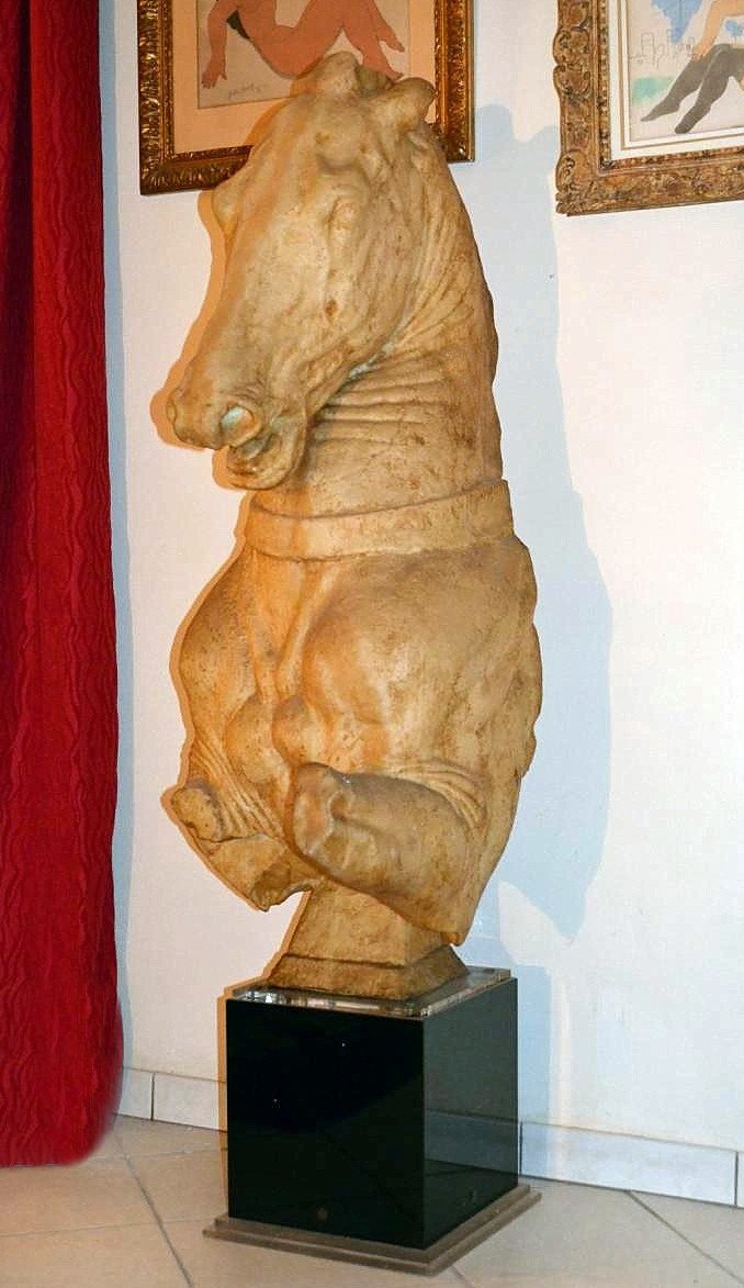 Large Antique-style Horse Torso Sculpture-photo-2