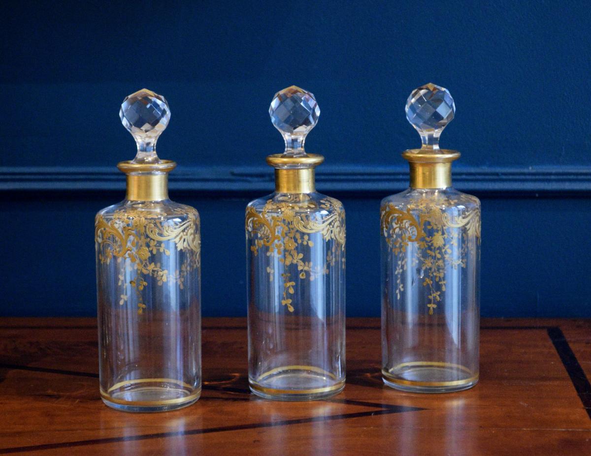 Three Baccarat Crystal Toilet Flasks-photo-2