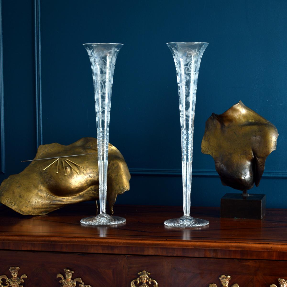 Pair Of Large Crystal Vases Gloriana House William Yeoward London-photo-8