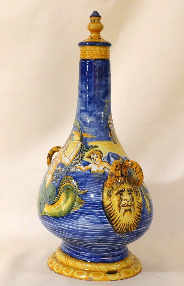 Pilgrim's Bottle Or Fiasca Da Pellegrino Majolica Italienn-photo-2